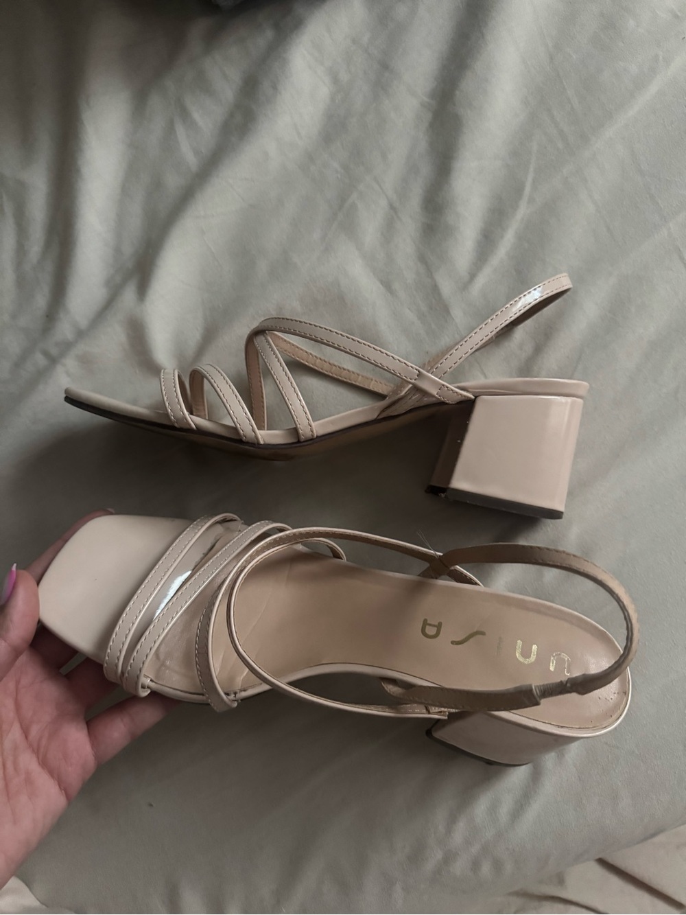 Nude Strappy Block Heel Sandals
